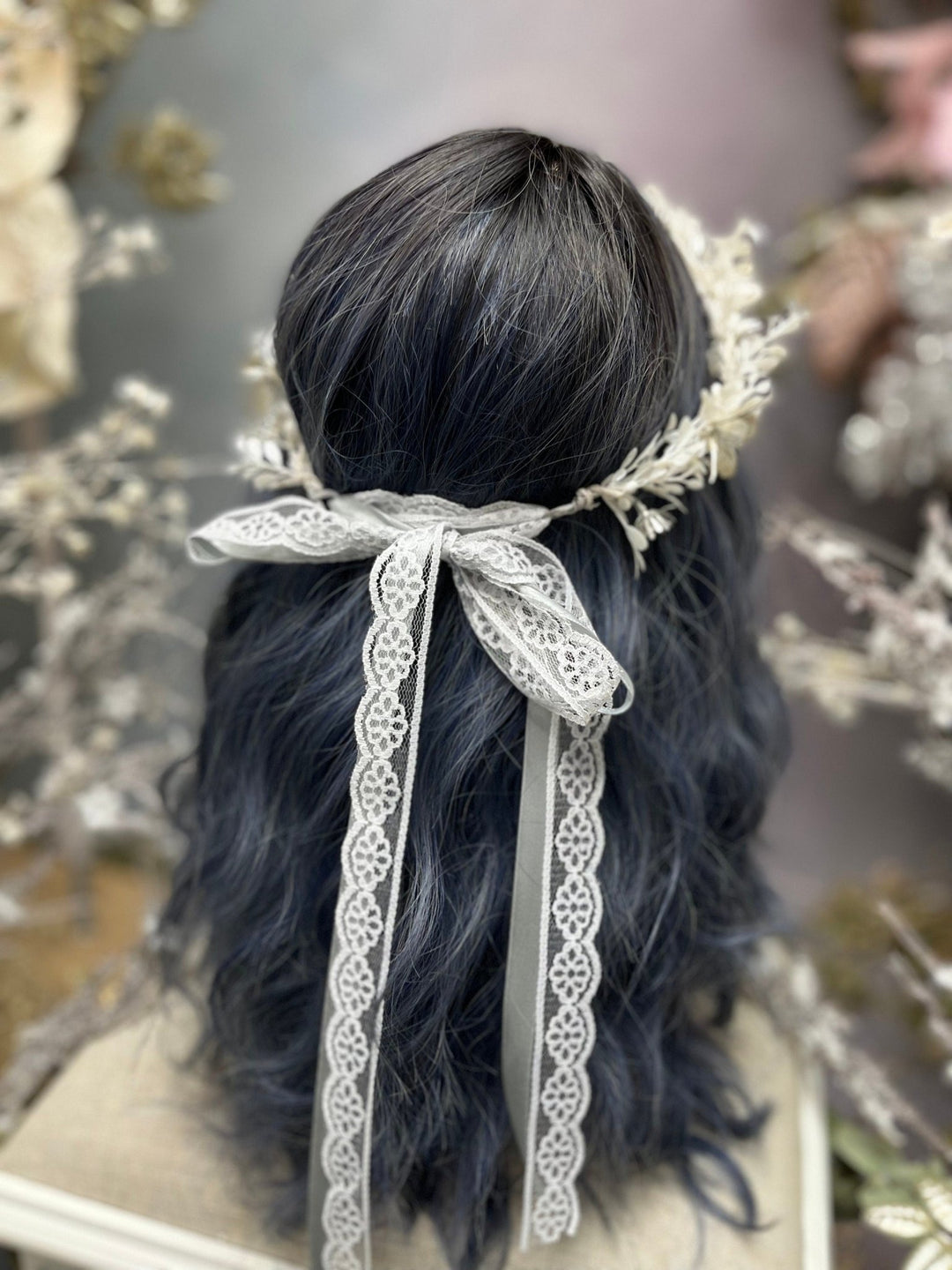 Ivory Wedding Flower Crown: Winter Bridal Headpiece – handmade floral hair accessory by magaela