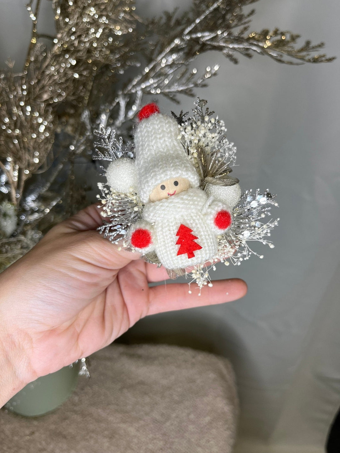 Christmas Doll Brooch: Winter Flower Corsage, Bridal Accessory – handmade floral hair accessory by magaela