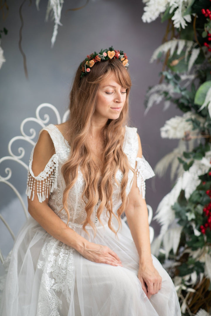 Christmas Flower Headband: Gingerbread Heart Winter Hairband – handmade floral hair accessory by magaela