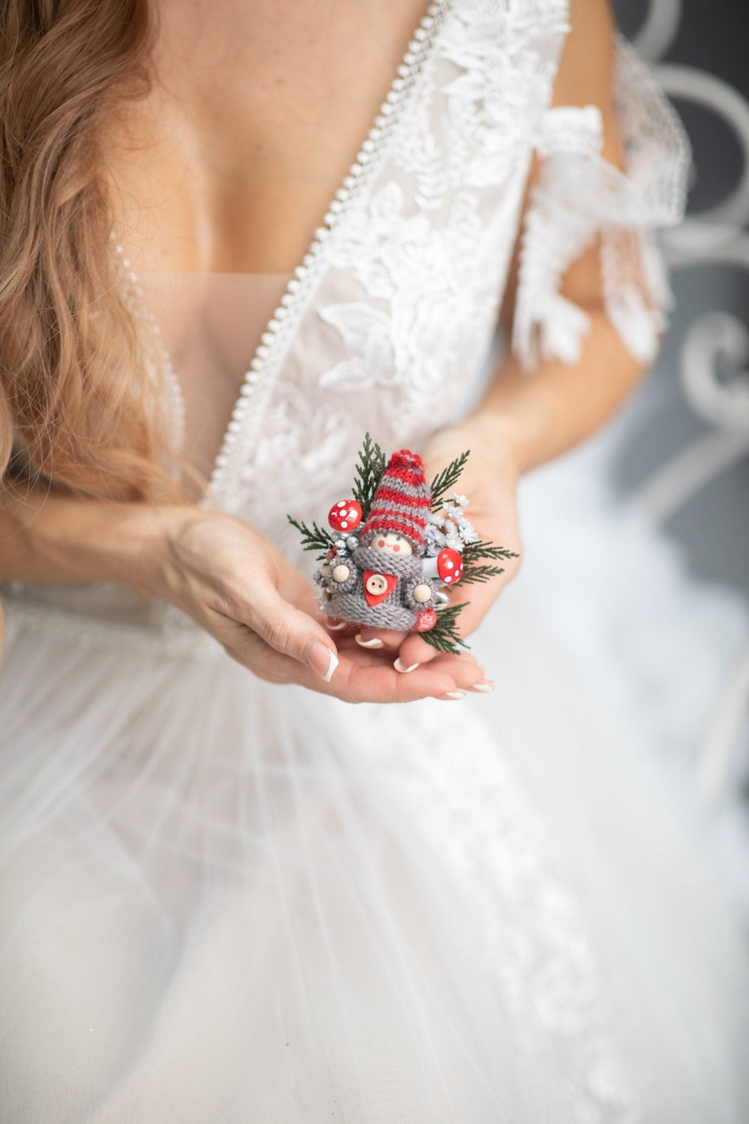 Christmas Doll Brooch: Winter Flower Corsage, Bridal Accessory – handmade floral hair accessory by magaela