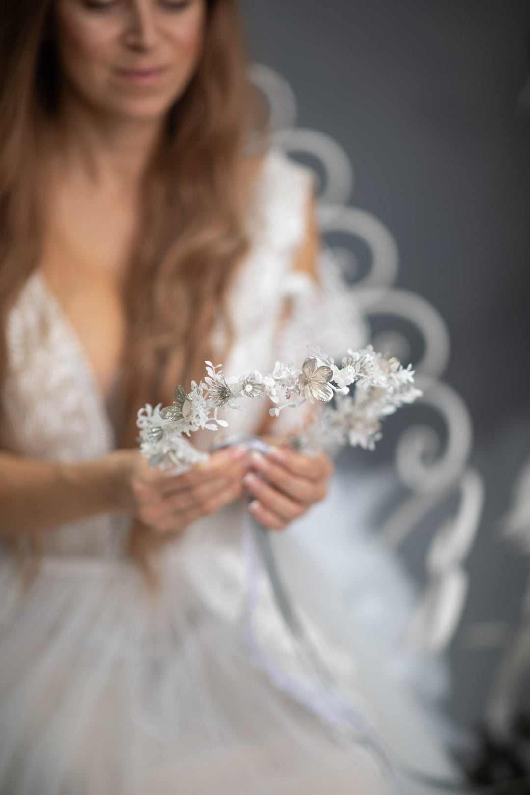Ivory Wedding Flower Crown: Winter Bridal Headpiece – handmade floral hair accessory by magaela