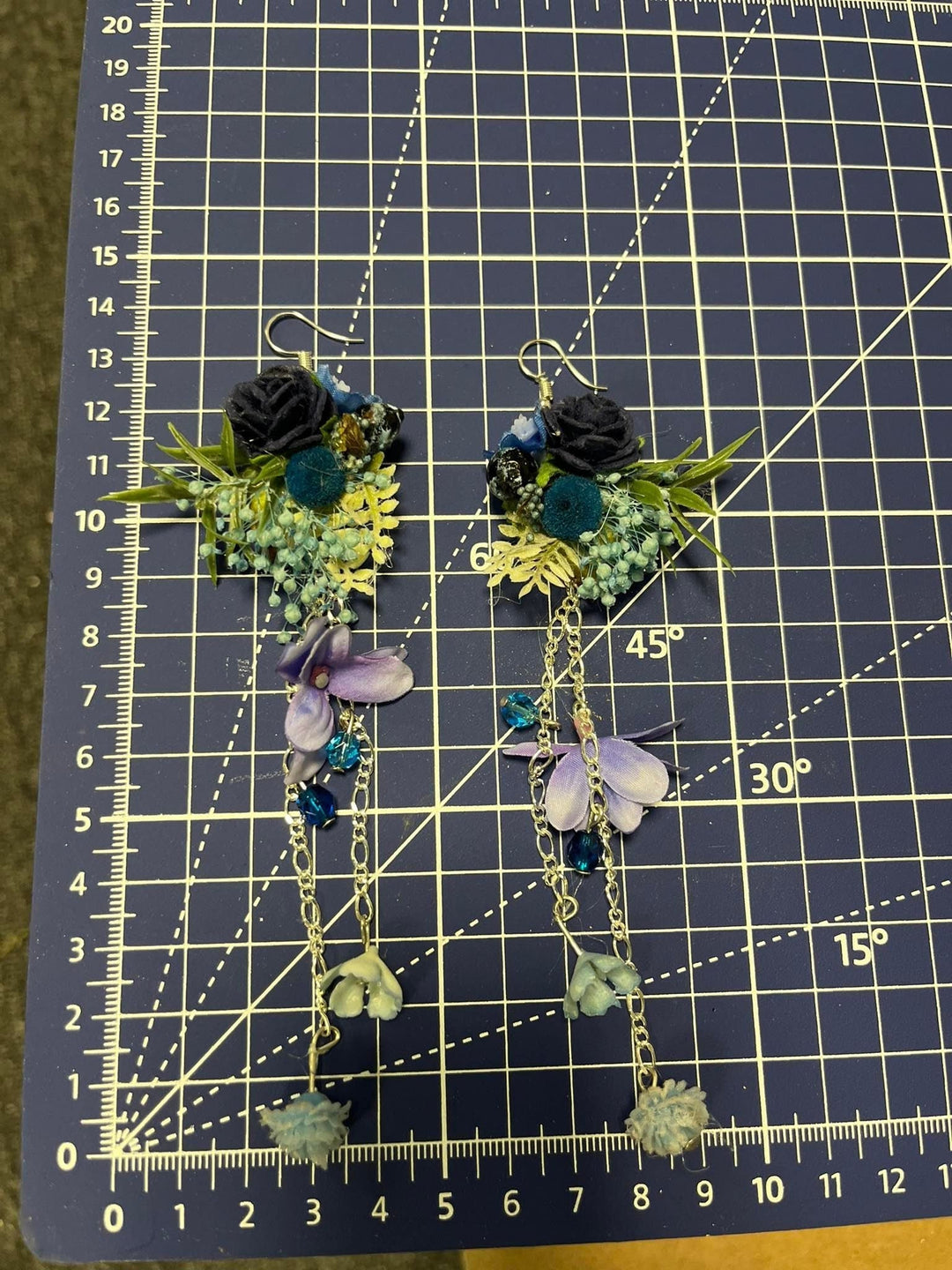 Blue Flower Earrings: Elegant Wedding Bridal Jewelry – handmade floral hair accessory by magaela