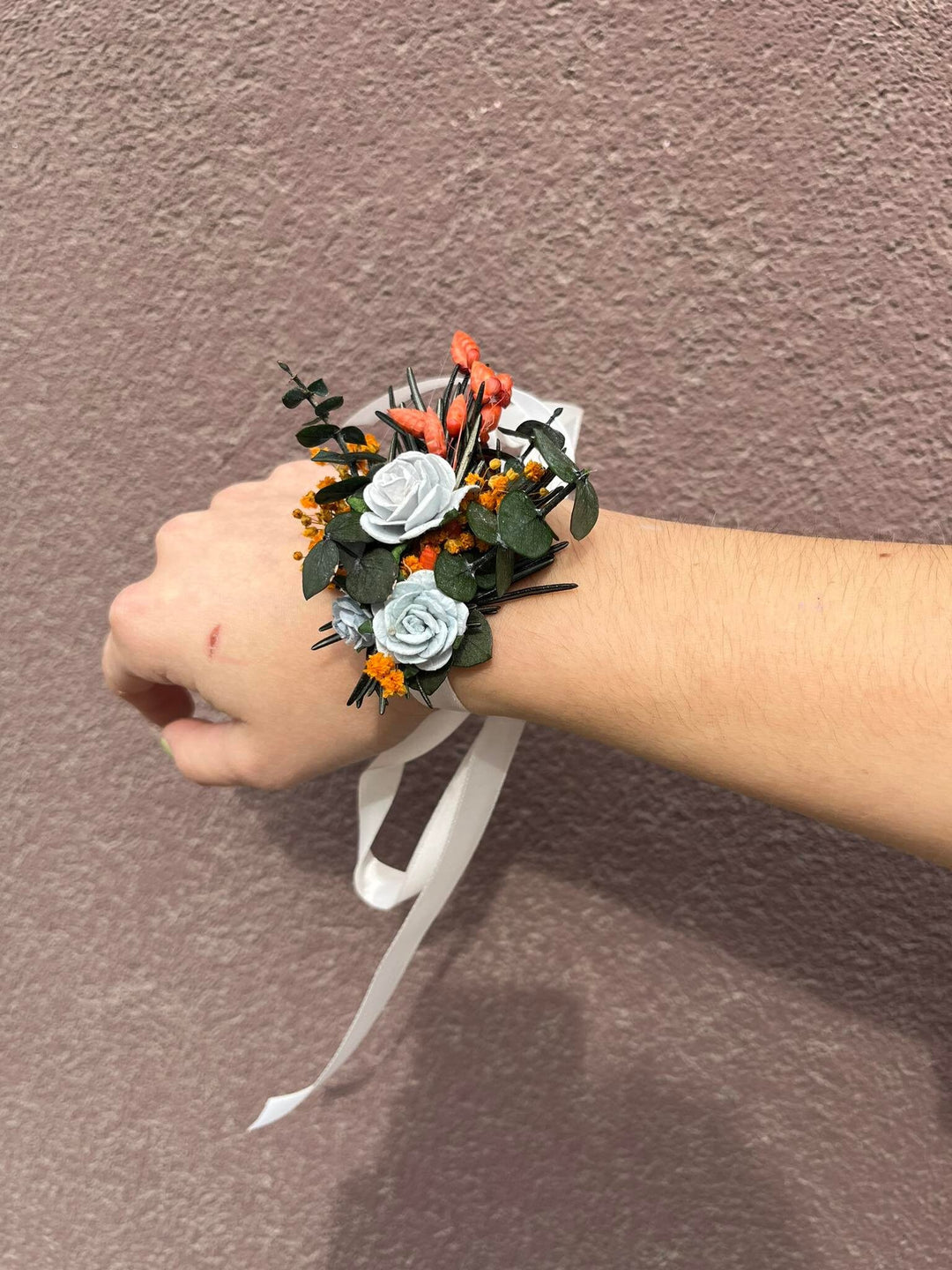 Burnt Orange Dried Flower Crown: Autumn Bride Hair Wreath – handmade floral hair accessory by magaela