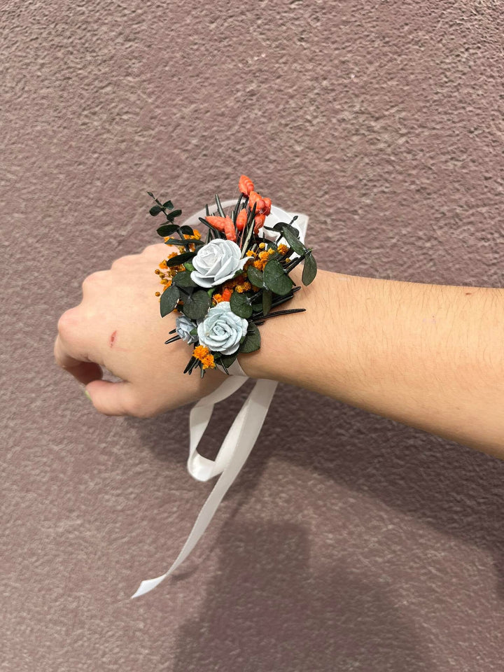 Burnt Orange Dried Flower Crown: Autumn Bride Hair Wreath – handmade floral hair accessory by magaela