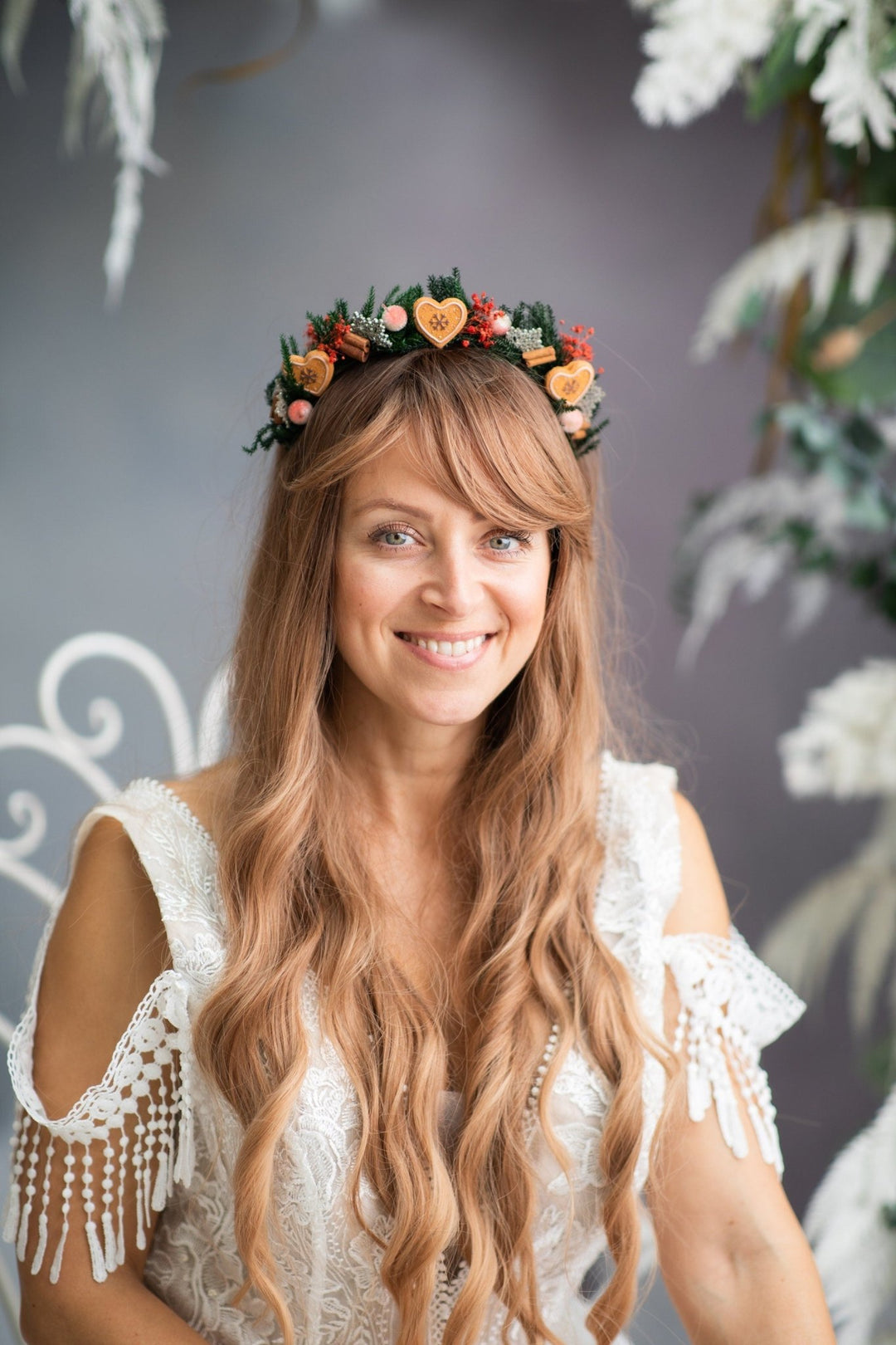 Christmas Flower Headband: Gingerbread Heart Winter Hairband – handmade floral hair accessory by magaela
