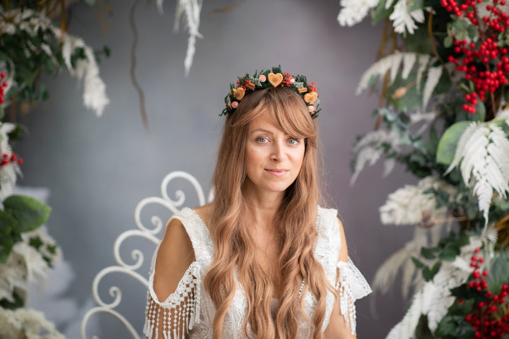 Christmas Flower Headband: Gingerbread Heart Winter Hairband – handmade floral hair accessory by magaela