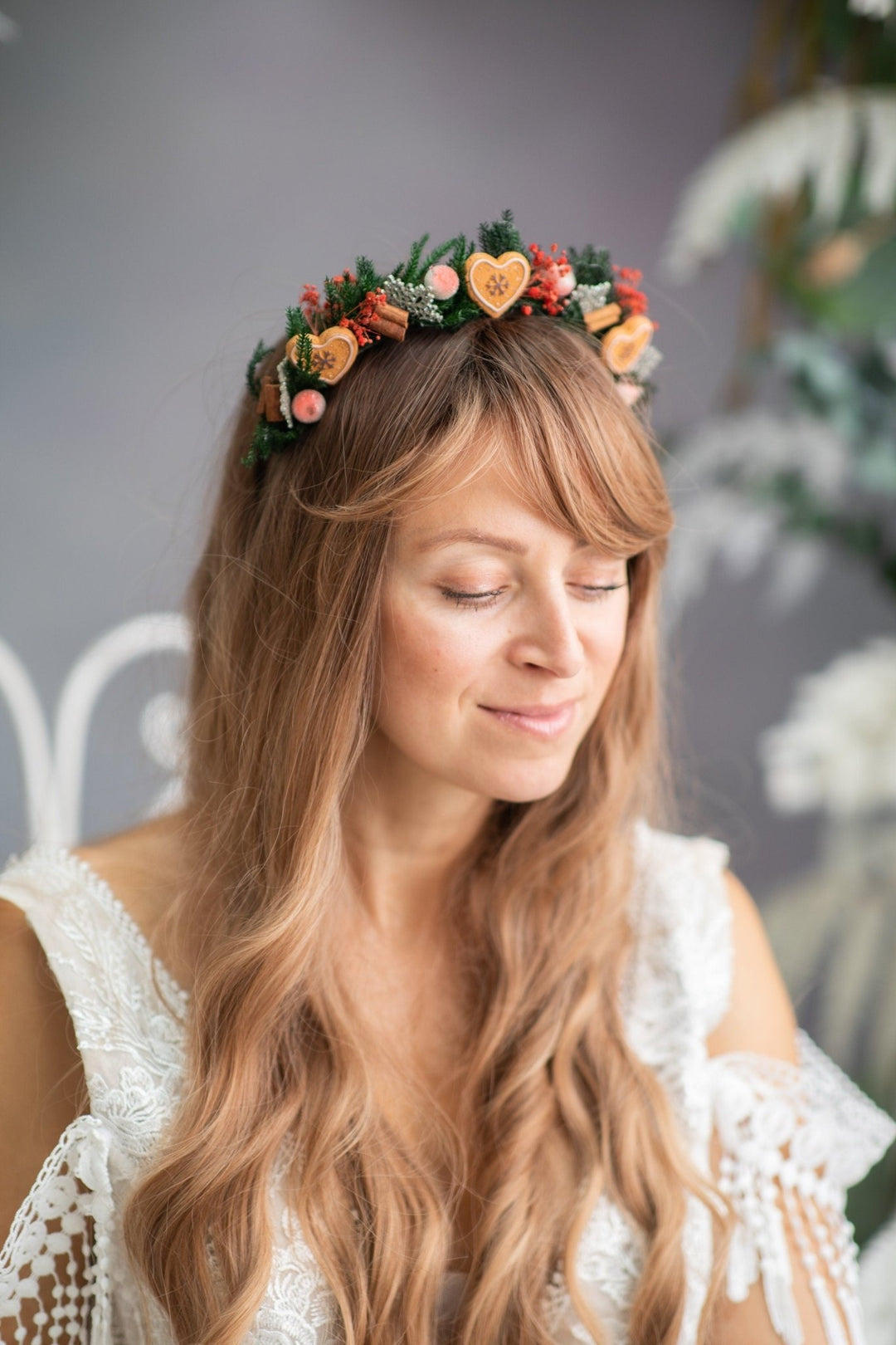 Christmas Flower Headband: Gingerbread Heart Winter Hairband – handmade floral hair accessory by magaela