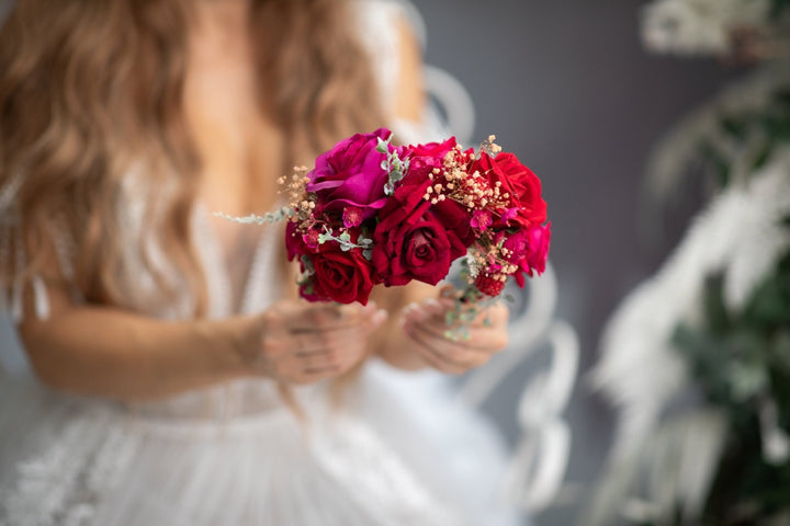 Red & Fuchsia Flower Headband: Frida Inspired Wedding Hairpiece – handmade floral hair accessory by magaela