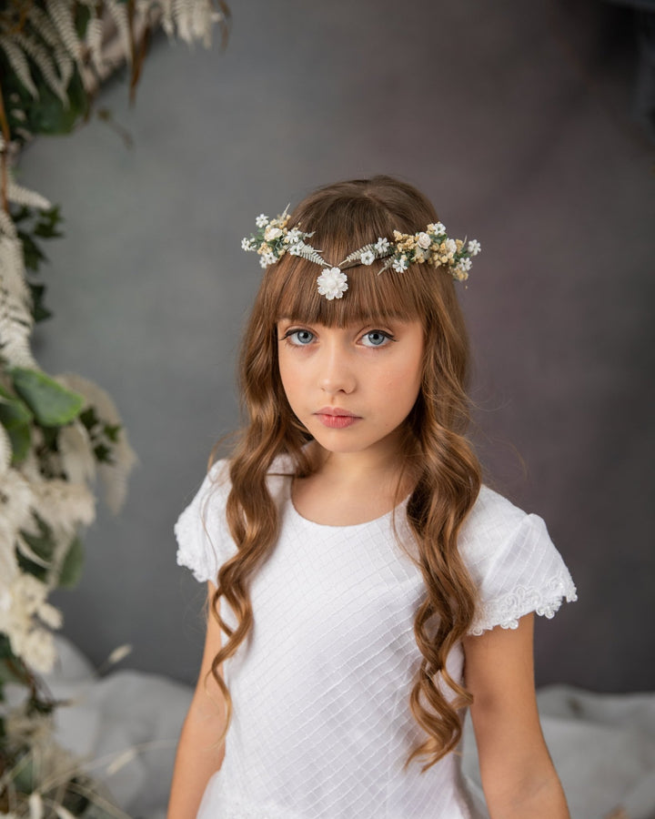 Flower Elf Tiara: Holy Communion Princess Crown – handmade floral hair accessory by magaela