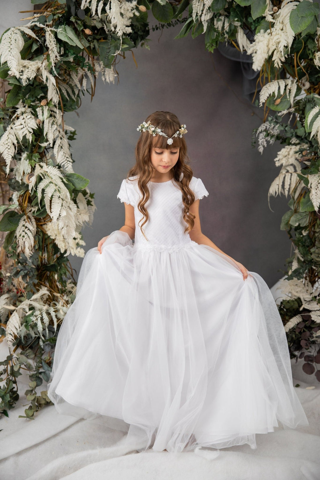 Flower Elf Tiara: Holy Communion Princess Crown – handmade floral hair accessory by magaela