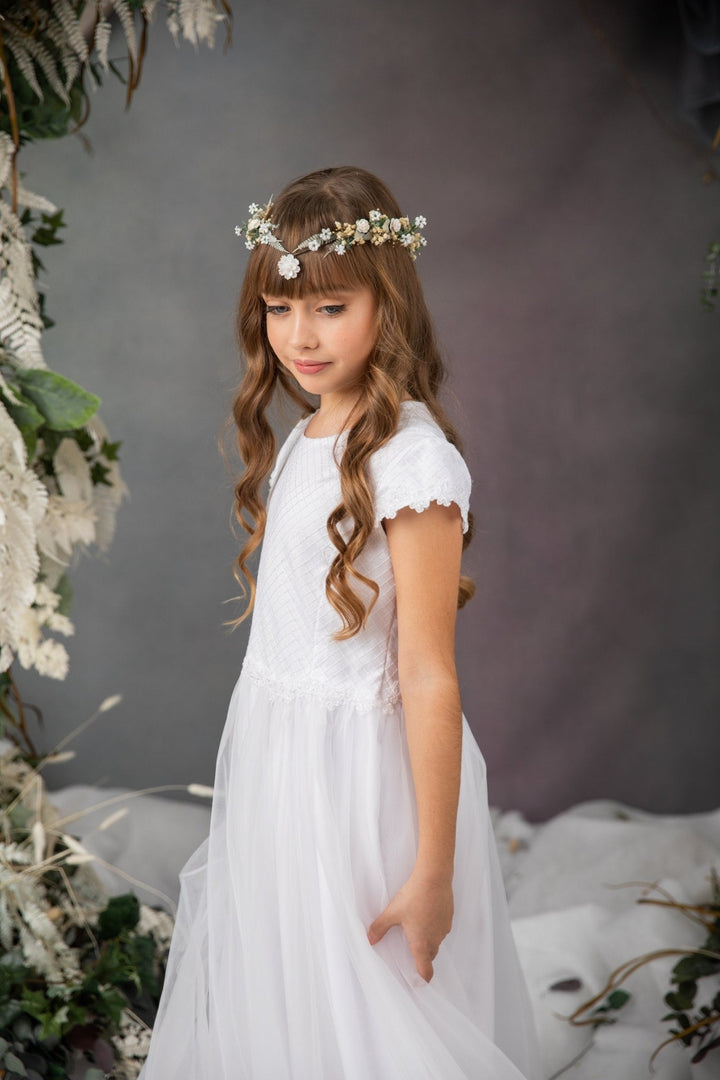 Flower Elf Tiara: Holy Communion Princess Crown – handmade floral hair accessory by magaela