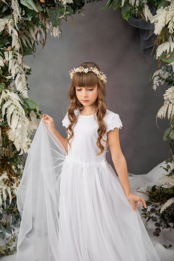 Ivory Flower Girl Wreath: First Communion Headband, Bridal Crown – handmade floral hair accessory by magaela