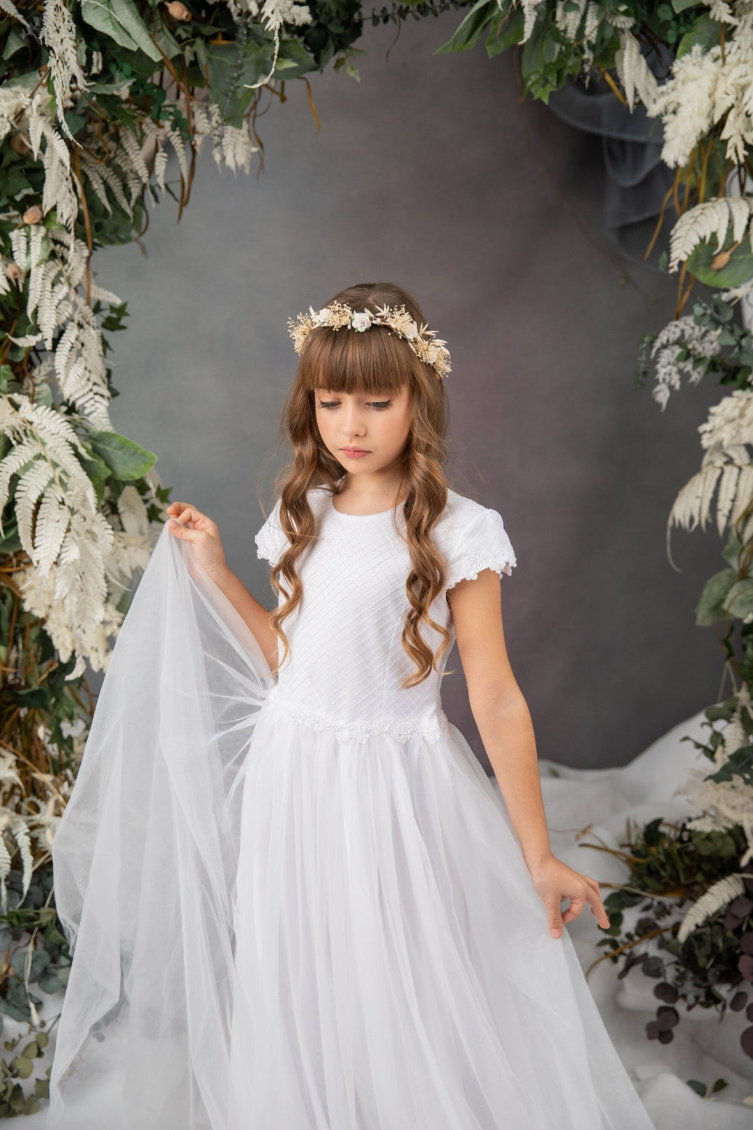 Ivory Flower Girl Wreath: First Communion Headband, Bridal Crown – handmade floral hair accessory by magaela