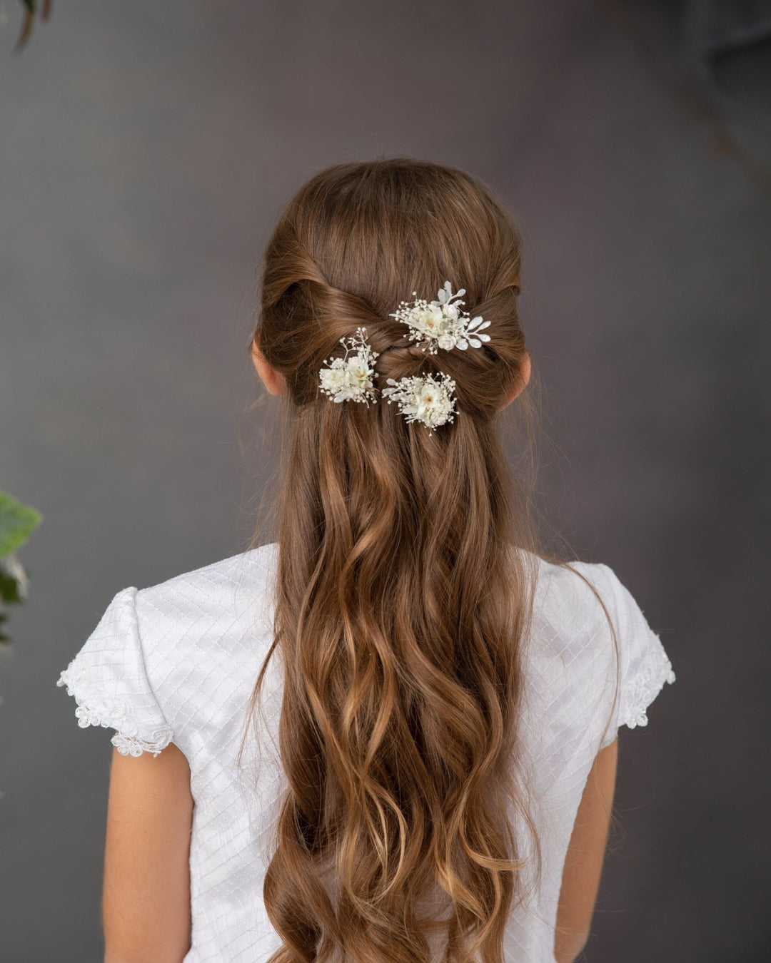 Floral Hair Pins Set: First Communion, Wedding Hair Accessories – handmade floral hair accessory by magaela