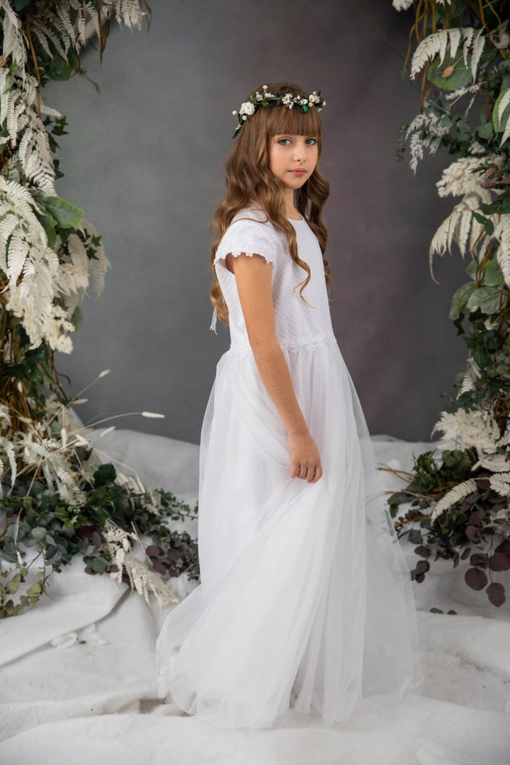 First Communion Flower Tiara: Greenery Elf Hair Crown – handmade floral hair accessory by magaela