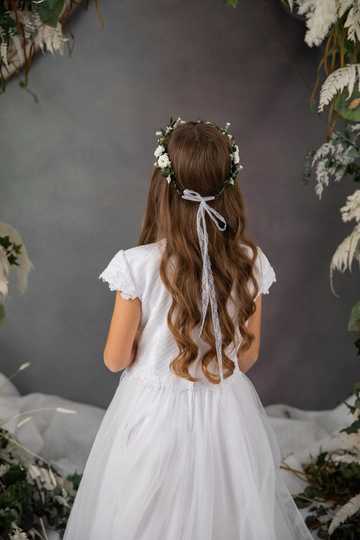 First Communion Flower Tiara: Greenery Elf Hair Crown – handmade floral hair accessory by magaela