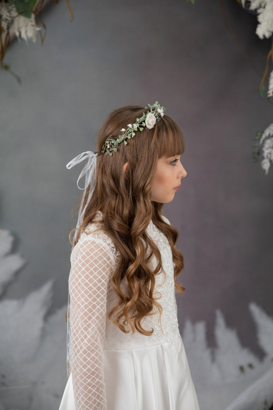 White Rose Flower Crown: First Communion Hair Wreath – handmade floral hair accessory by magaela