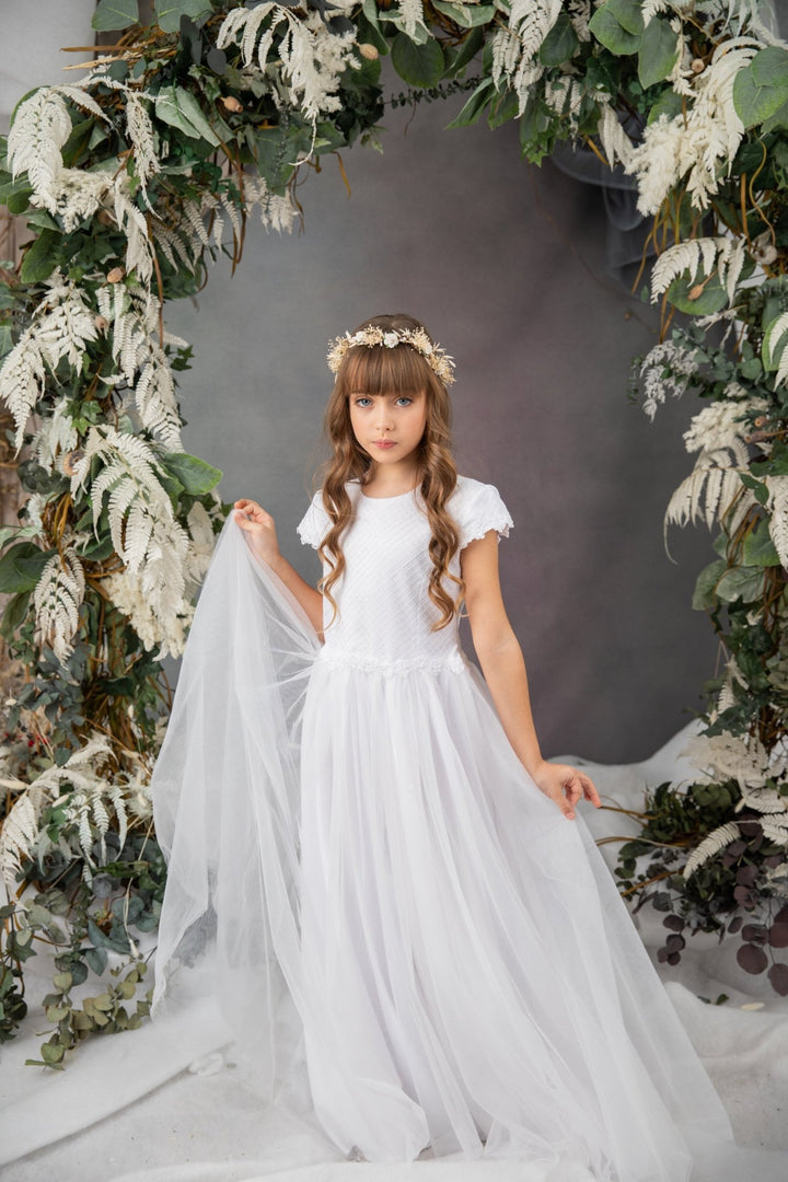 Ivory Flower Girl Wreath: First Communion Headband, Bridal Crown – handmade floral hair accessory by magaela