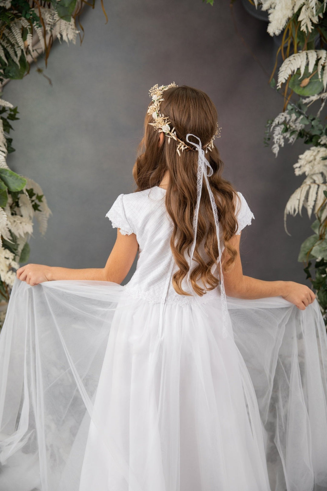 Ivory Flower Girl Wreath: First Communion Headband, Bridal Crown – handmade floral hair accessory by magaela