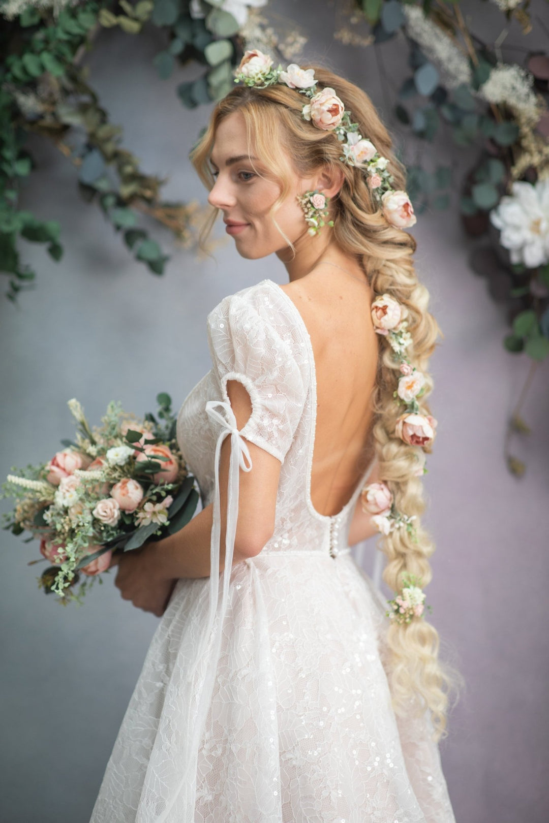 Blush Rose Stud Earrings: Romantic Wedding Jewelry – handmade floral hair accessory by magaela