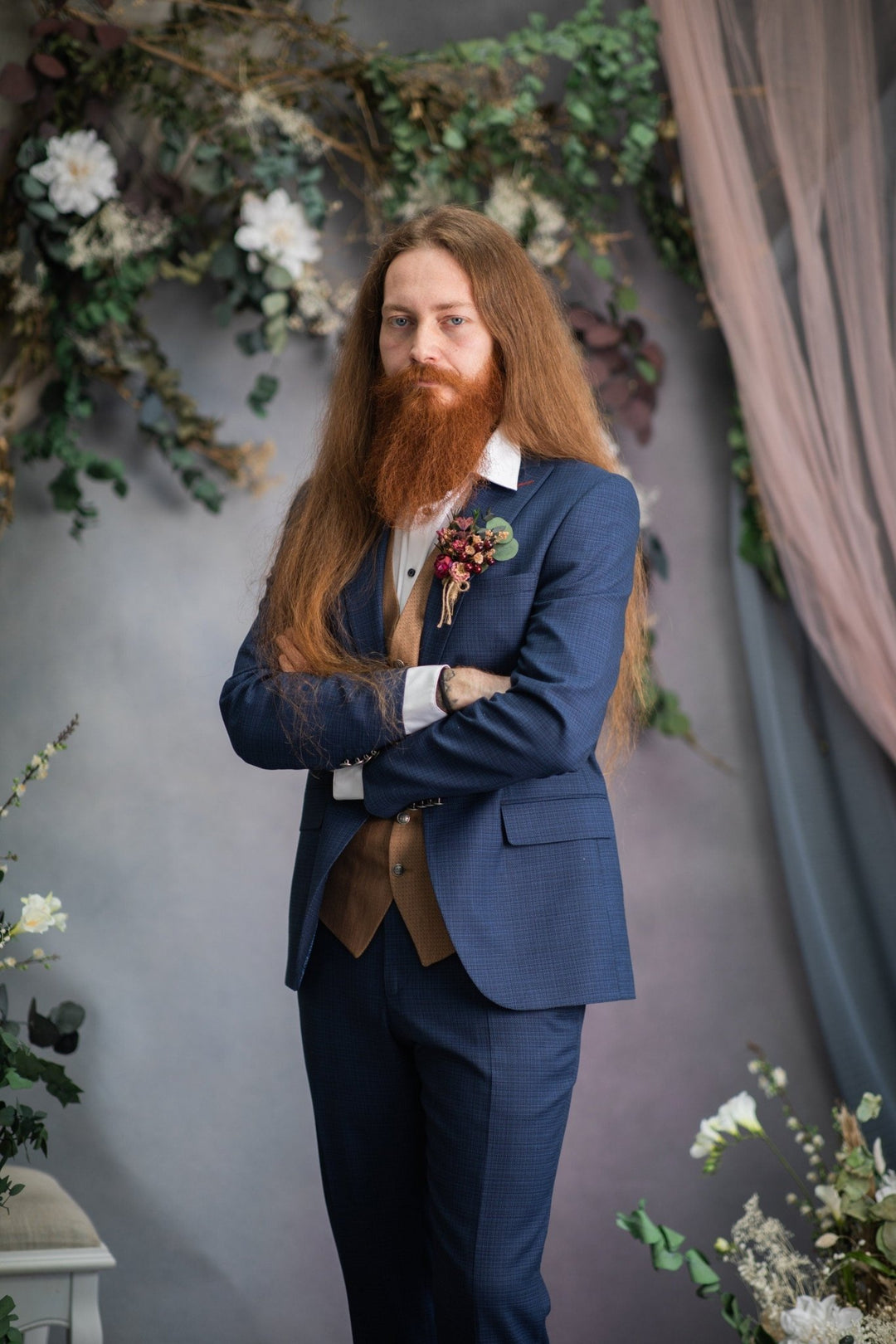 Burgundy Flower Boutonniere: Autumn Wedding Groom Buttonhole – handmade floral hair accessory by magaela