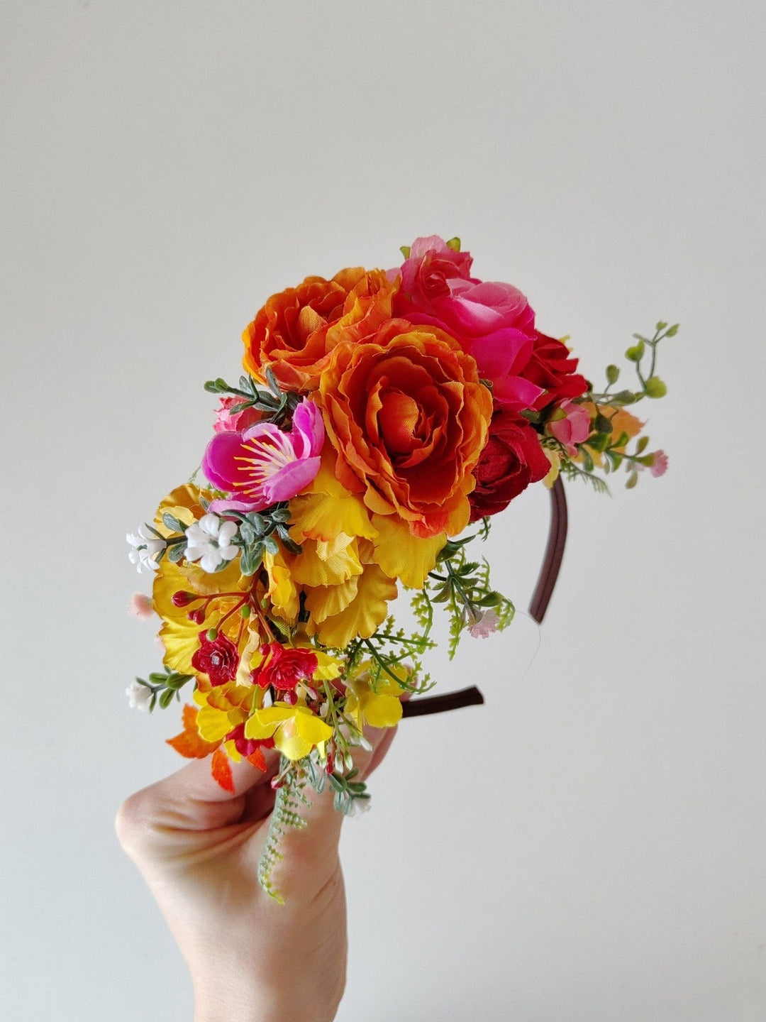 Kids Fuchsia Flower Headband: Frida Hair Crown, Colorful Wedding, Halloween – handmade floral hair accessory by magaela