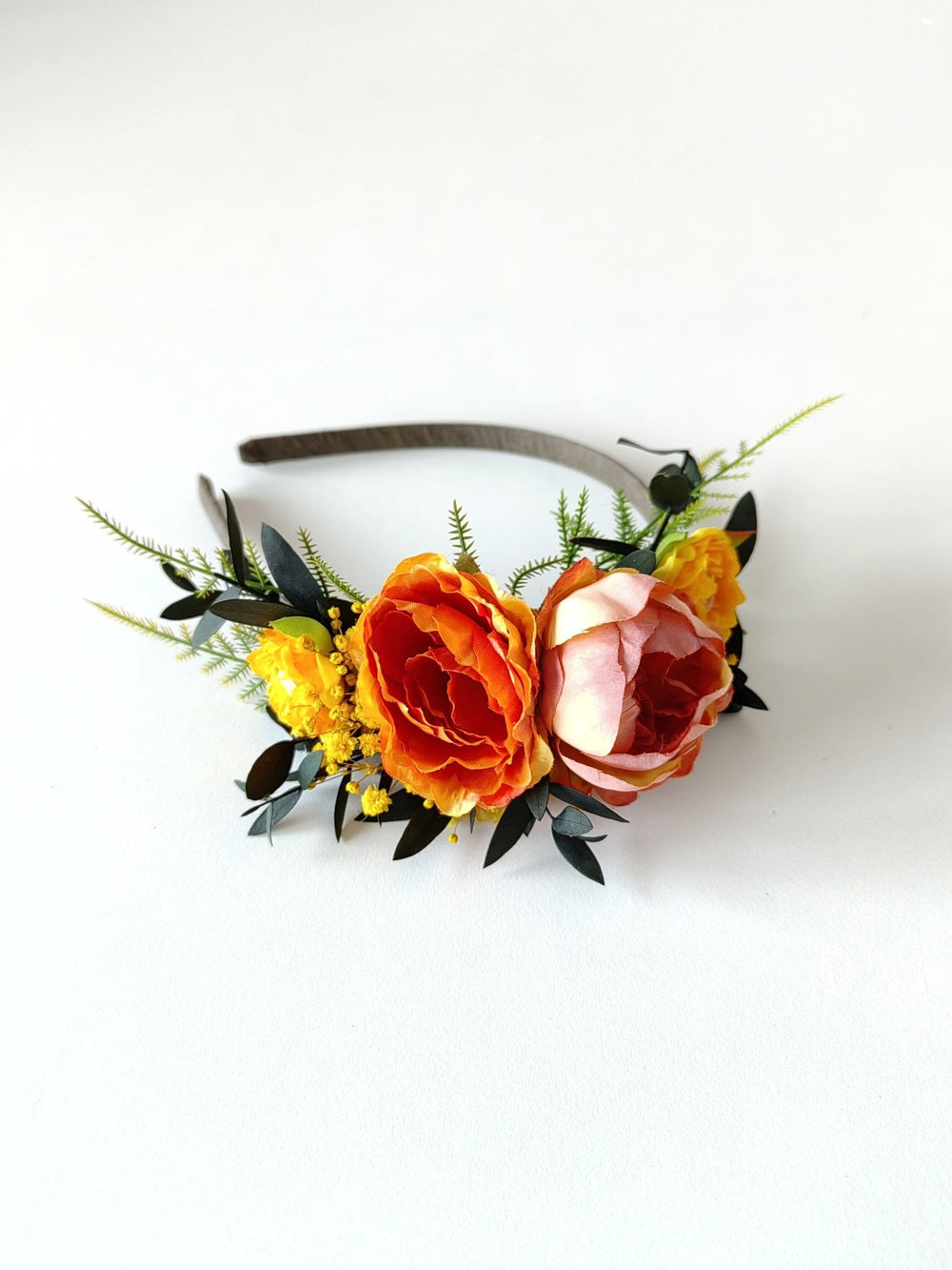 Frida Flower Headband: Girls' Summer Wedding, Carnival Costume – handmade floral hair accessory by magaela