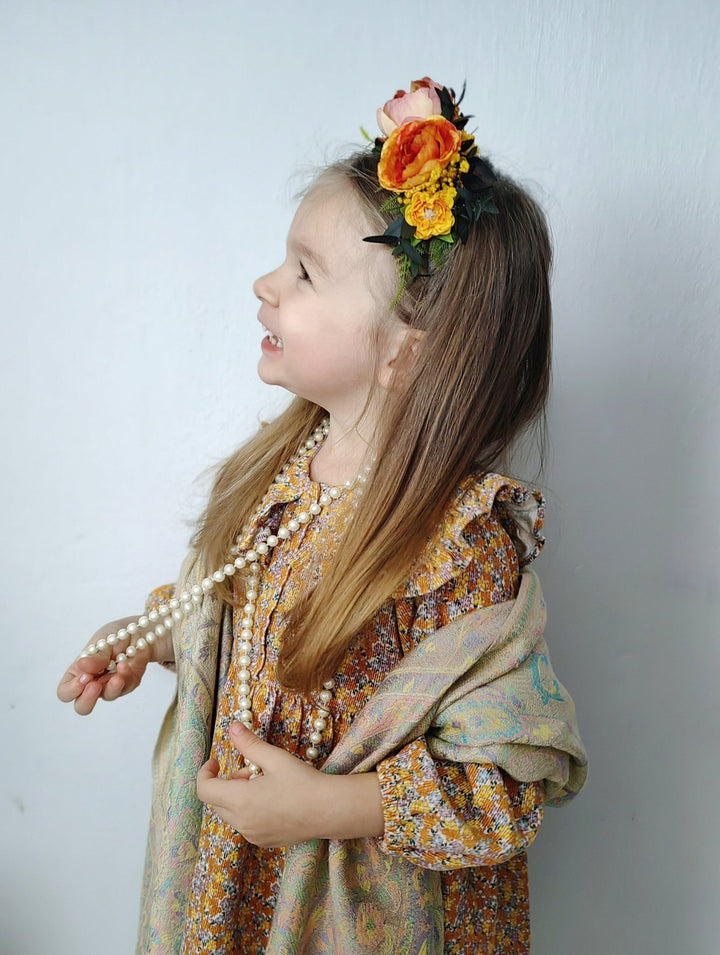 Frida Flower Headband: Girls' Summer Wedding, Carnival Costume – handmade floral hair accessory by magaela
