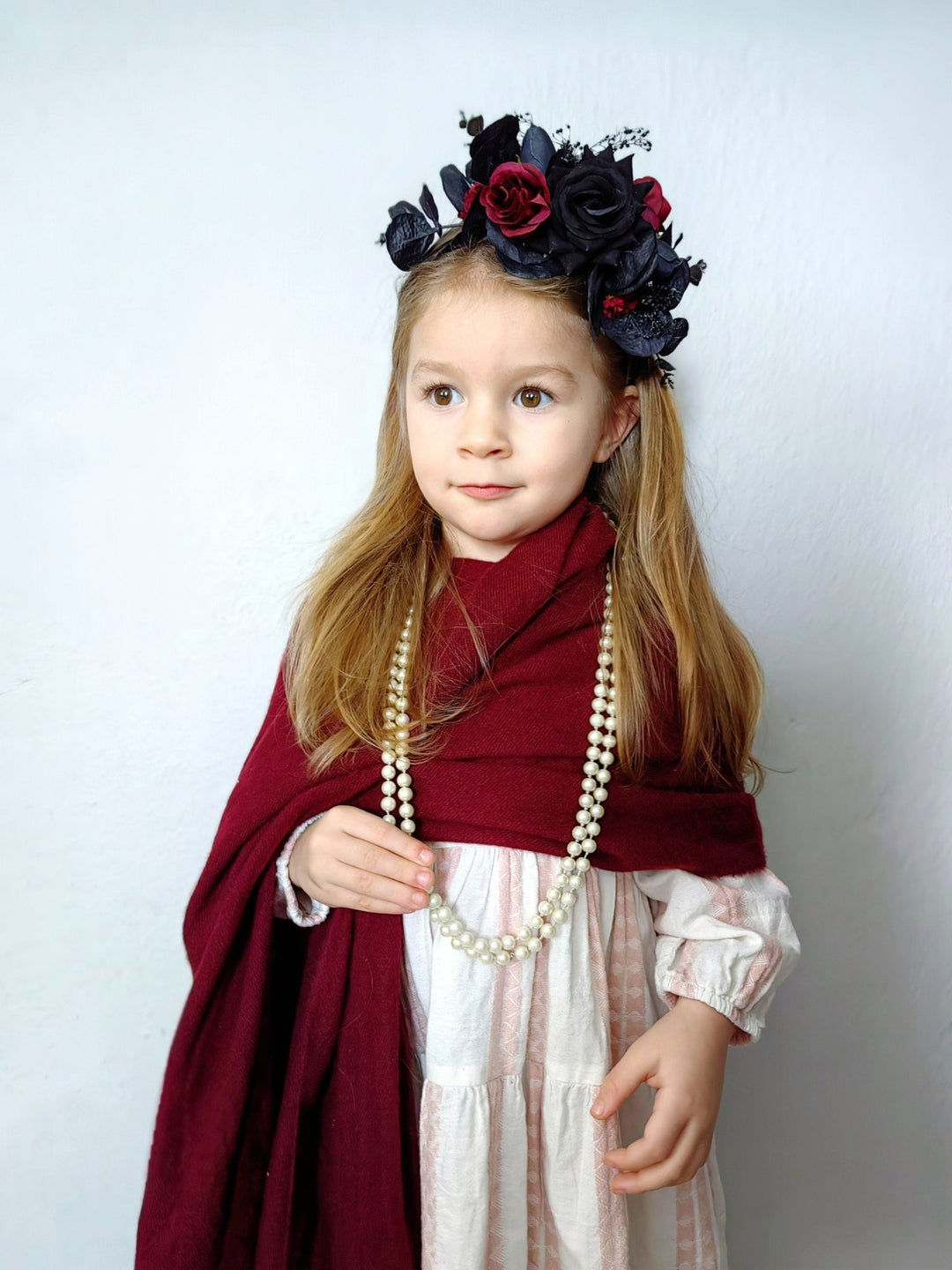 Frida Inspired Flower Headband - Gothic Wedding Bridal Crown – handmade floral hair accessory by magaela