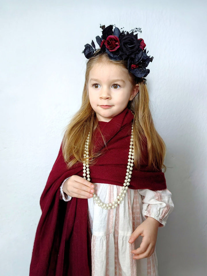 Frida Inspired Flower Headband - Gothic Wedding Bridal Crown – handmade floral hair accessory by magaela