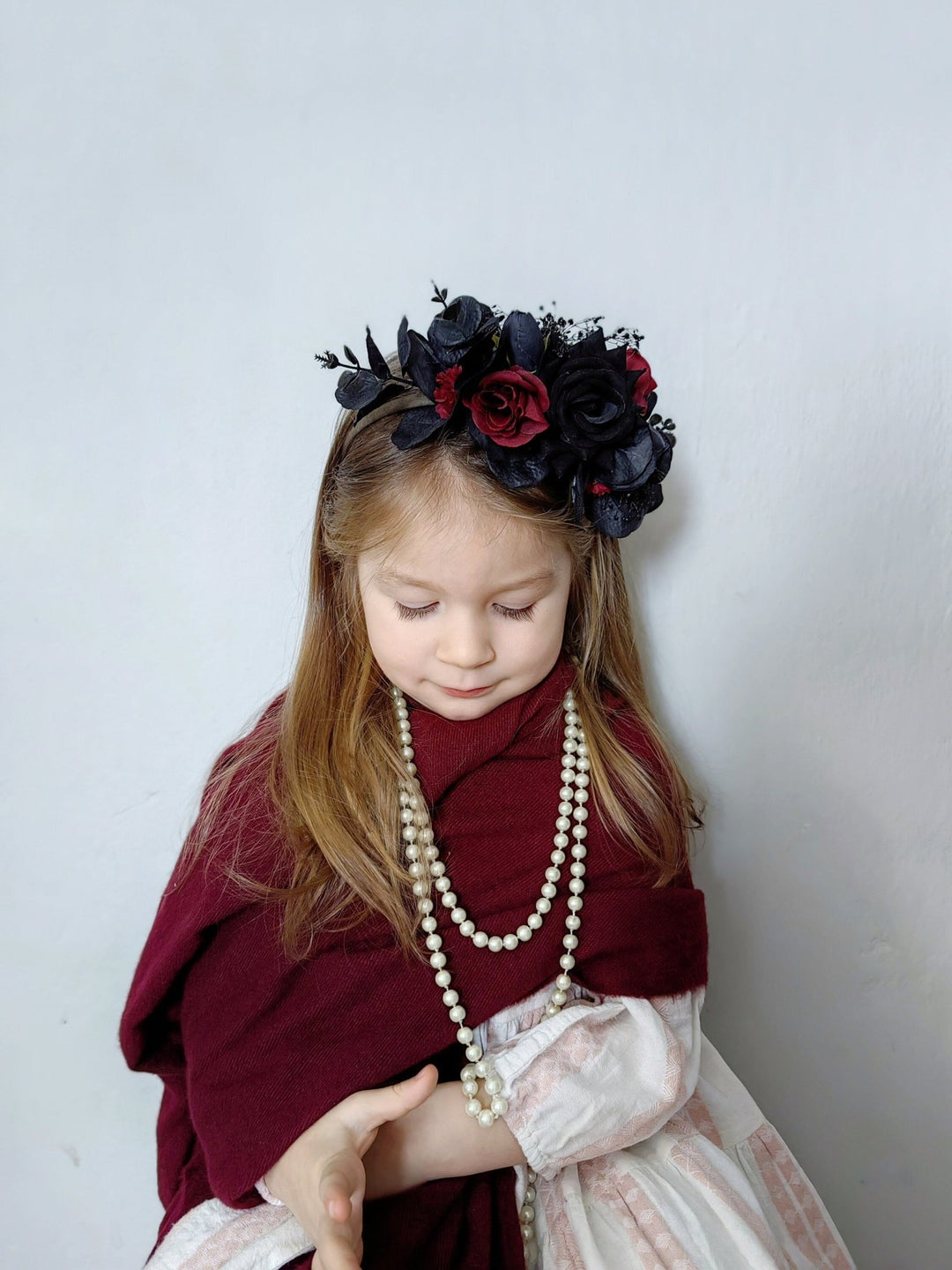 Frida Inspired Flower Headband - Gothic Wedding Bridal Crown – handmade floral hair accessory by magaela