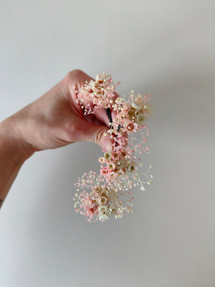 Handmade Blush Wedding Flower Hair Pins: Ivory Baby's Breath Headpiece – handmade floral hair accessory by magaela