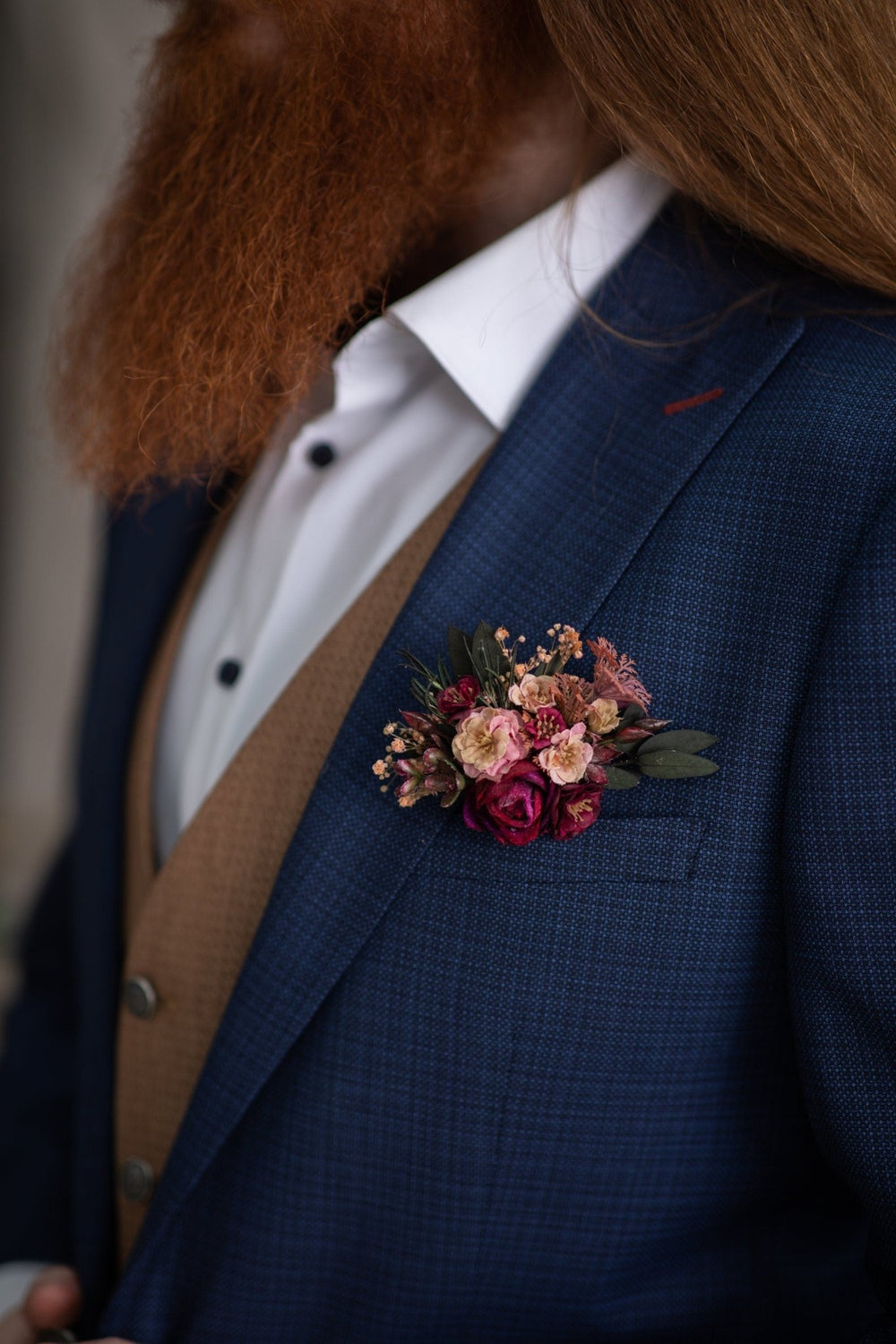 Burgundy Pink Flower Boutonniere: Handmade Groom Wedding Corsage – handmade floral hair accessory by magaela