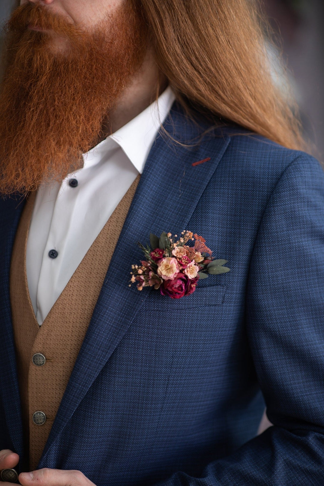 Burgundy Pink Flower Boutonniere: Handmade Groom Wedding Corsage – handmade floral hair accessory by magaela