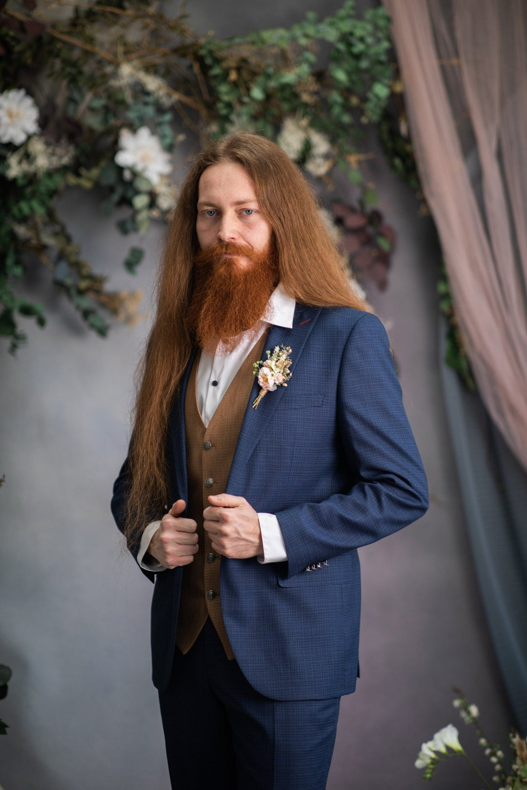 Blush Pink Flower Boutonniere: Romantic Wedding Groom Corsage – handmade floral hair accessory by magaela