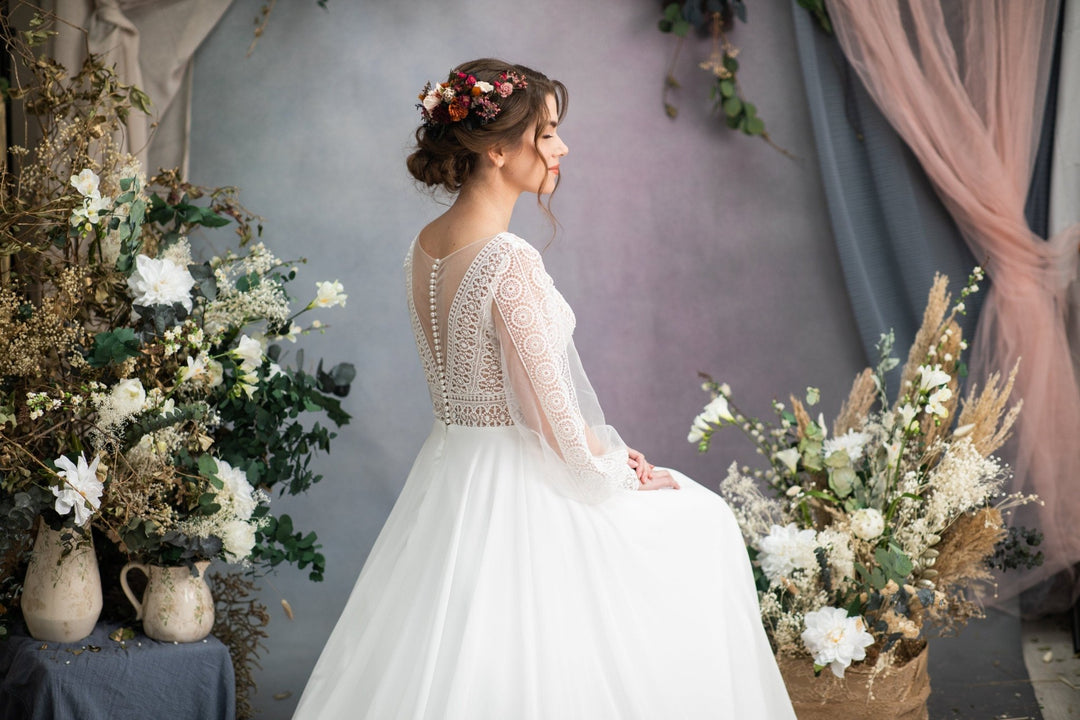 Autumn Flower Hair Comb: Burgundy Magenta Wedding Hair Accessory – handmade floral hair accessory by magaela