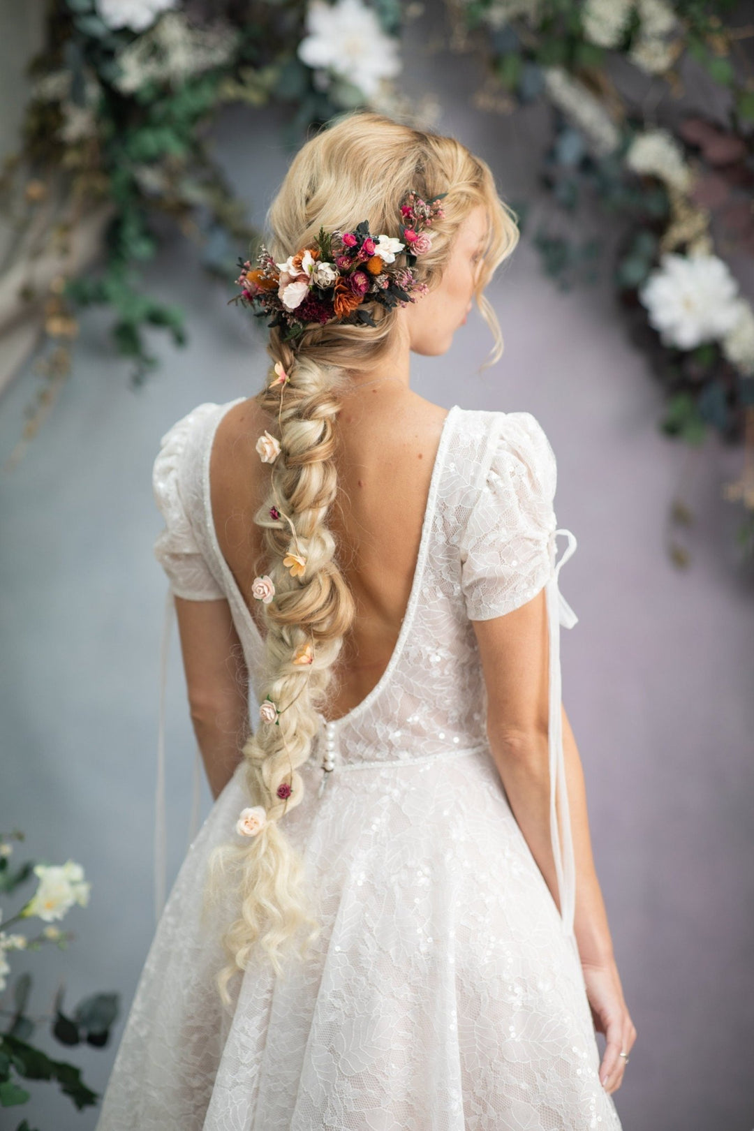 Autumn Flower Hair Comb: Burgundy Magenta Wedding Hair Accessory – handmade floral hair accessory by magaela