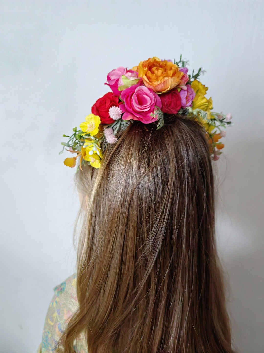 Kids Fuchsia Flower Headband: Frida Hair Crown, Colorful Wedding, Halloween – handmade floral hair accessory by magaela