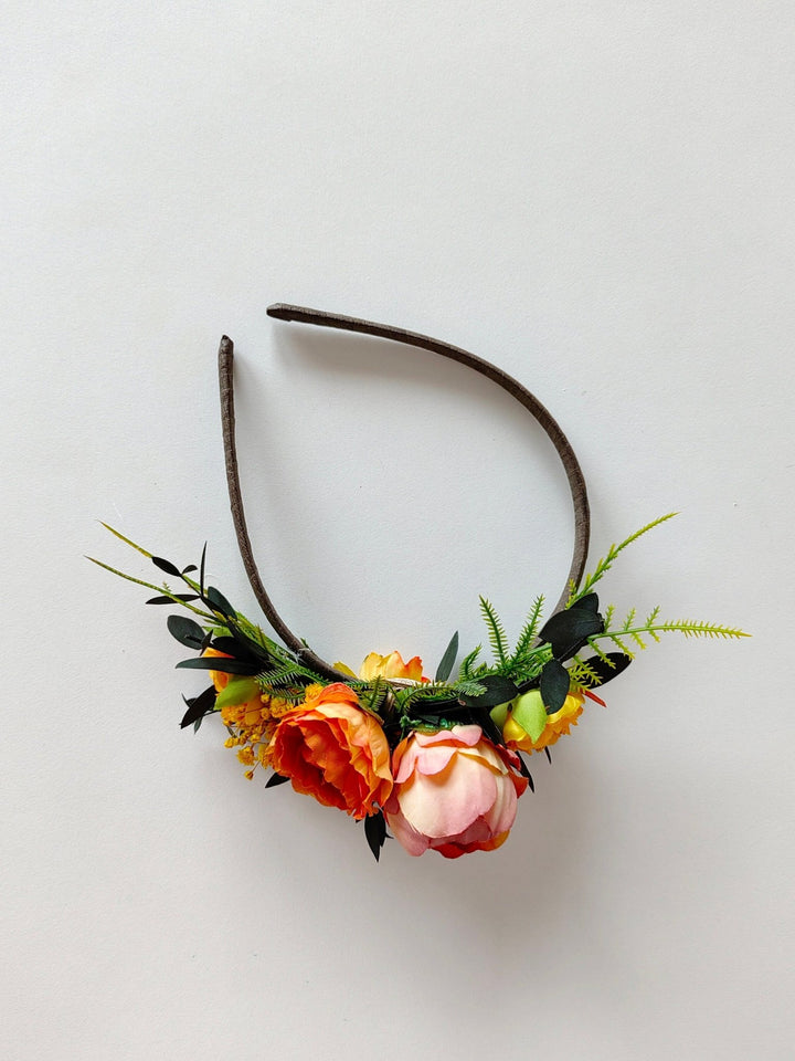 Frida Flower Headband: Girls' Summer Wedding, Carnival Costume – handmade floral hair accessory by magaela
