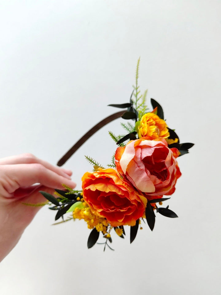 Frida Flower Headband: Girls' Summer Wedding, Carnival Costume – handmade floral hair accessory by magaela