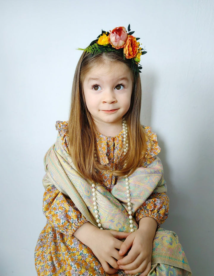 Frida Flower Headband: Girls' Summer Wedding, Carnival Costume – handmade floral hair accessory by magaela