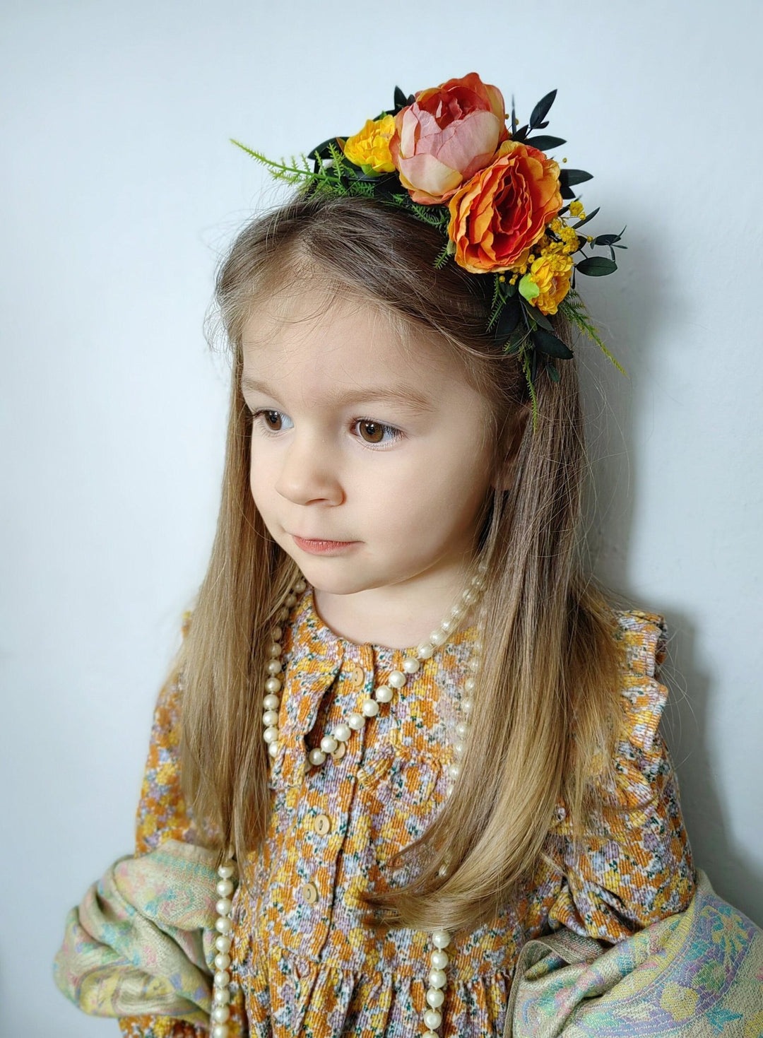 Frida Flower Headband: Girls' Summer Wedding, Carnival Costume – handmade floral hair accessory by magaela