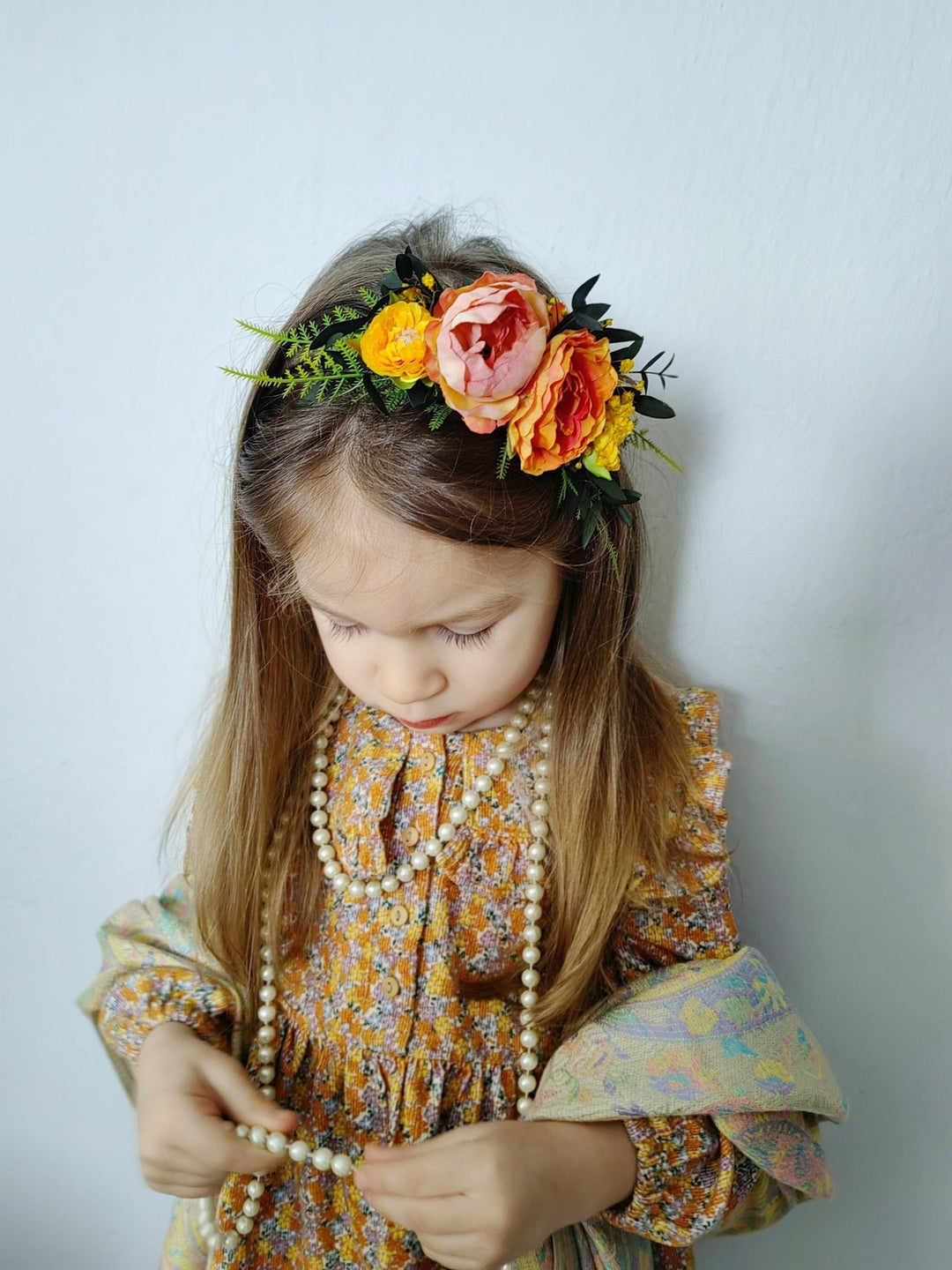 Frida Flower Headband: Girls' Summer Wedding, Carnival Costume – handmade floral hair accessory by magaela