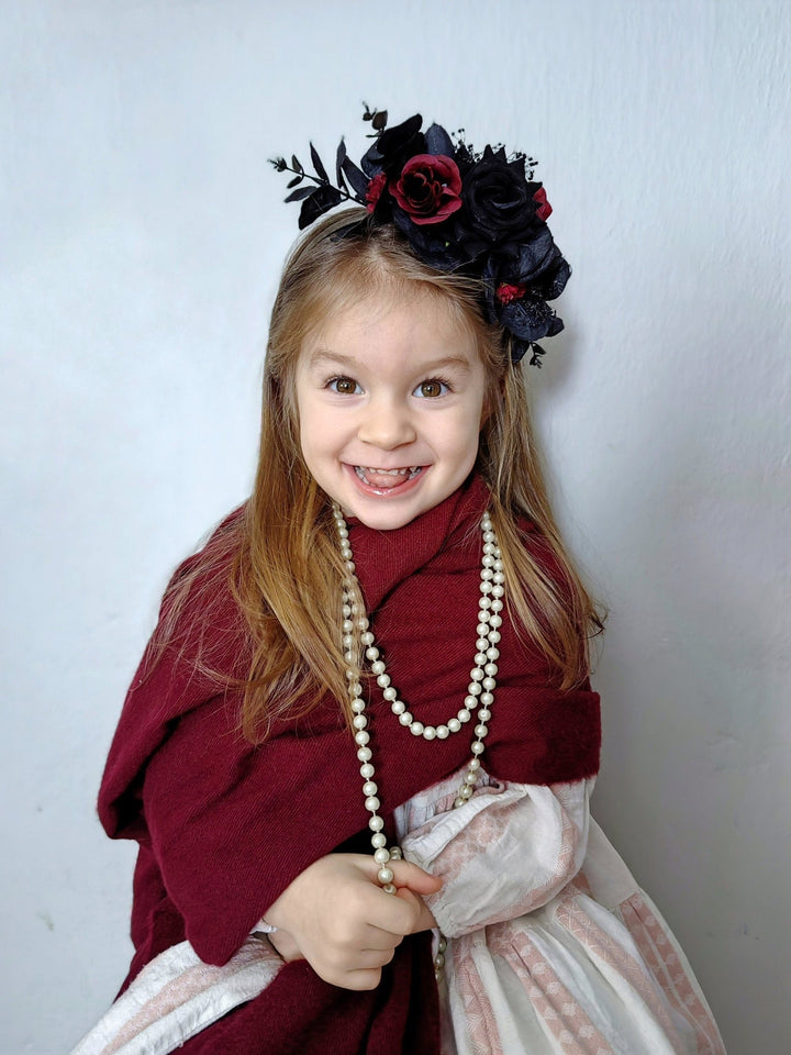 Frida Inspired Flower Headband - Gothic Wedding Bridal Crown – handmade floral hair accessory by magaela