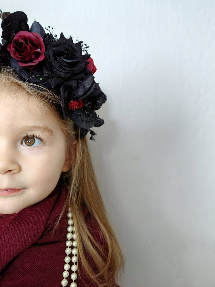 Frida Inspired Flower Headband - Gothic Wedding Bridal Crown – handmade floral hair accessory by magaela