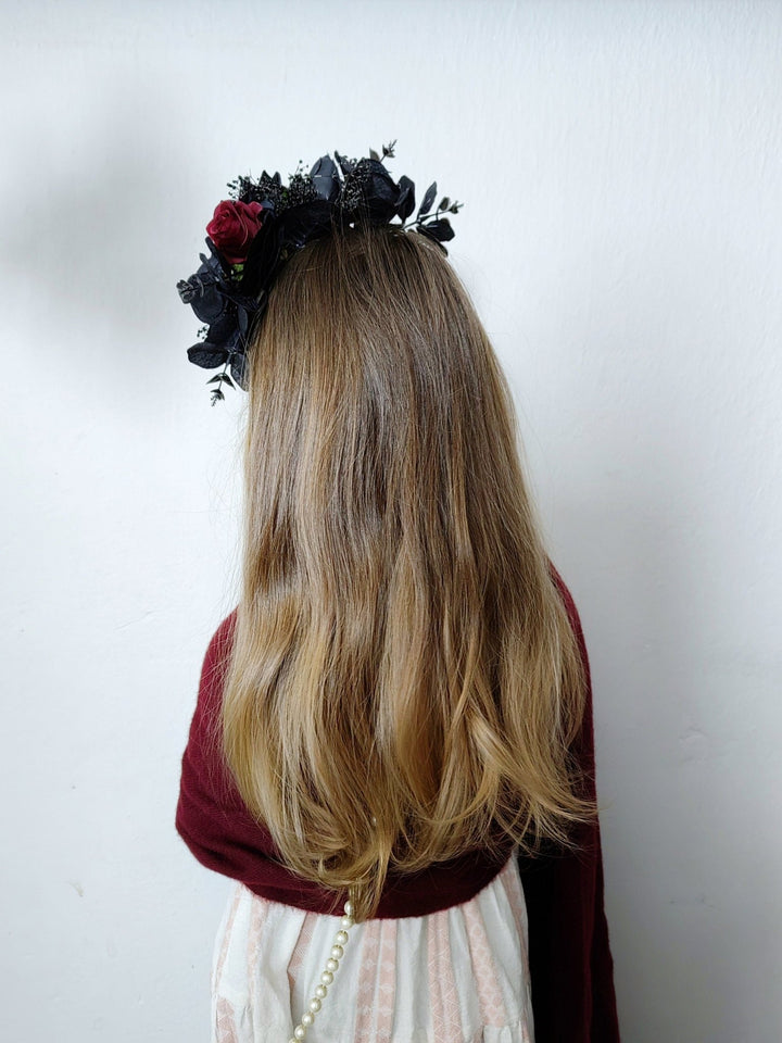 Frida Inspired Flower Headband - Gothic Wedding Bridal Crown – handmade floral hair accessory by magaela