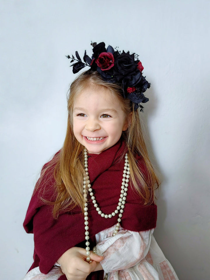 Frida Inspired Flower Headband - Gothic Wedding Bridal Crown – handmade floral hair accessory by magaela