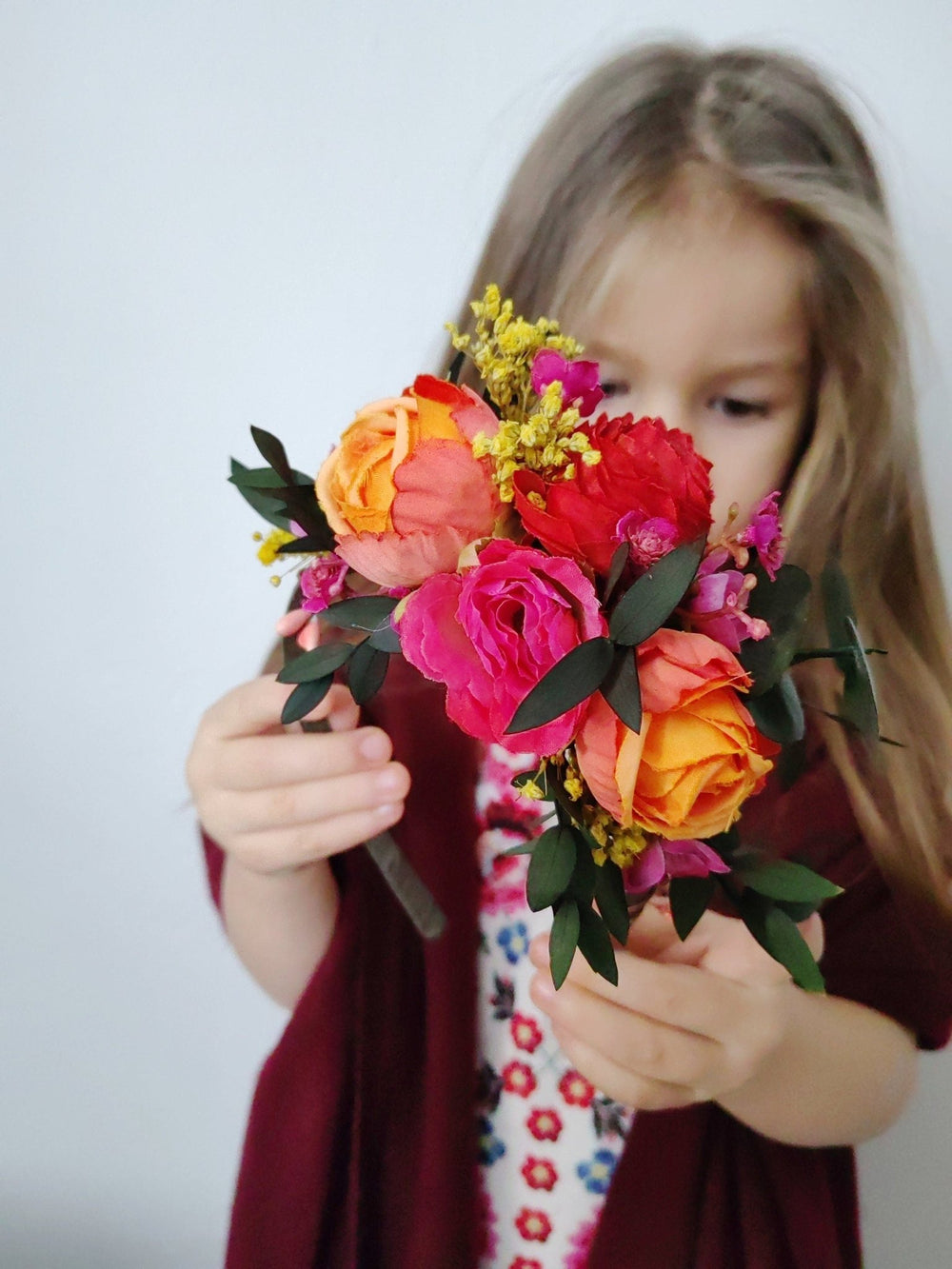 Frida Flower Headband: Pink, Red & Orange Hairband - Halloween Costume – handmade floral hair accessory by magaela
