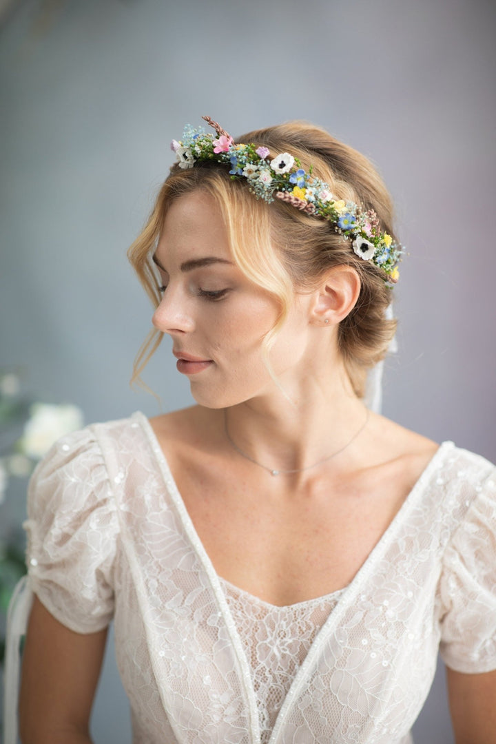 Meadow Anemone Flower Crown: Wedding Wildflower Hair Wreath – handmade floral hair accessory by magaela