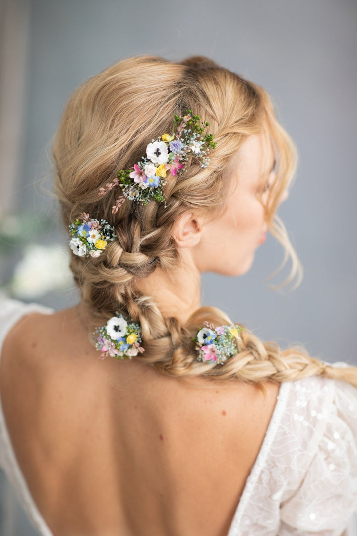 Meadow Flower Hair Comb & Pins: Anemone Bridal Headpiece – handmade floral hair accessory by magaela